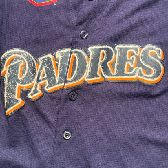 Vintage San Diego Padres Jersey Kids Youth Size Medium Navy Blue 90's Logo Rare - Picture 4 of 9